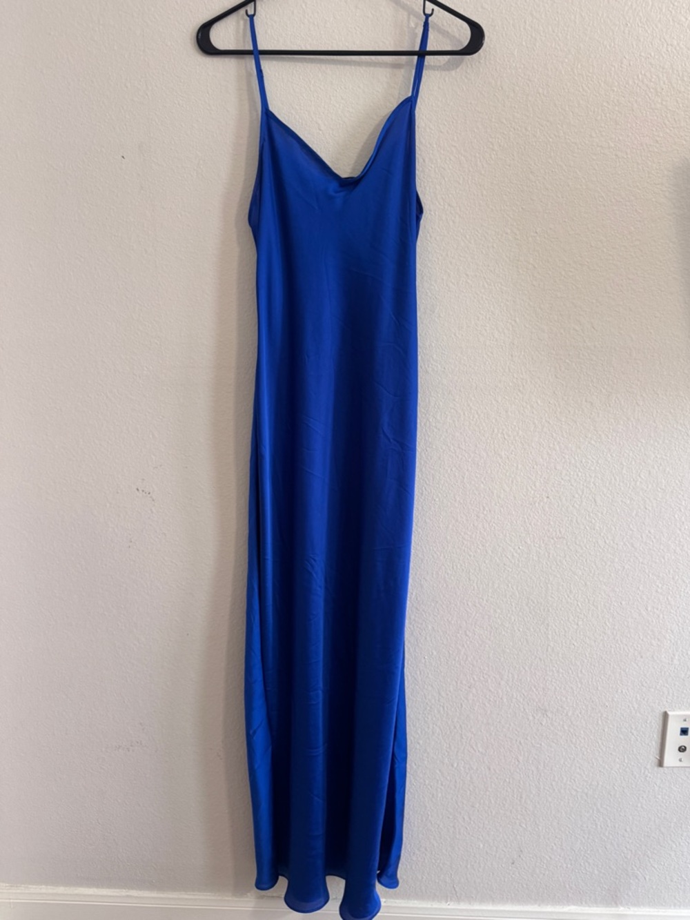 All Saints Electric Blue Slip Maxi Dress with V Neck, Size 8